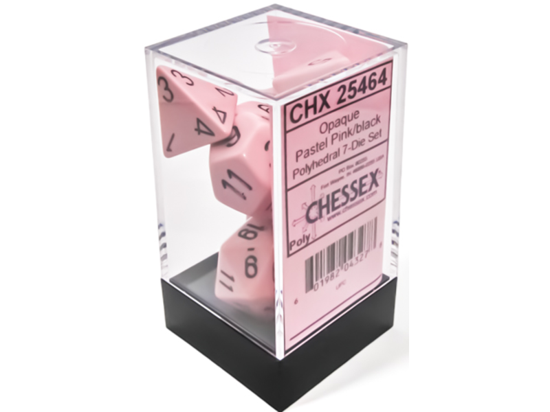 Chessex Opaque 7-die Set Polyhedral Pastel Pink/black