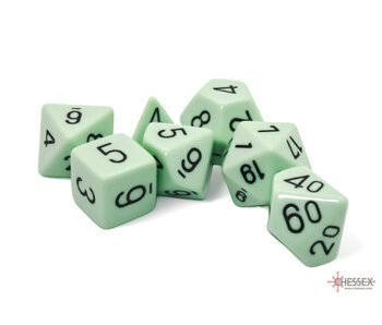 Opaque 7-die Set Polyhedral Pastel Green/black