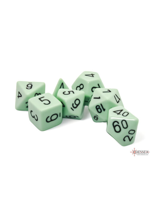 Opaque 7-die Set Polyhedral Pastel Green/black