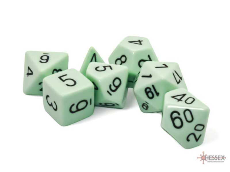 Chessex Opaque 7-die Set Polyhedral Pastel Green/black