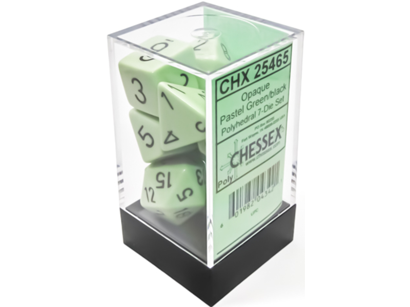 Chessex Opaque 7-die Set Polyhedral Pastel Green/black