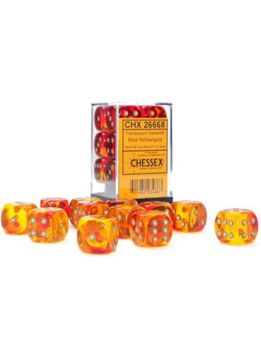 Gemini 12d6 Translucent Red- Yellow/gold 16mm