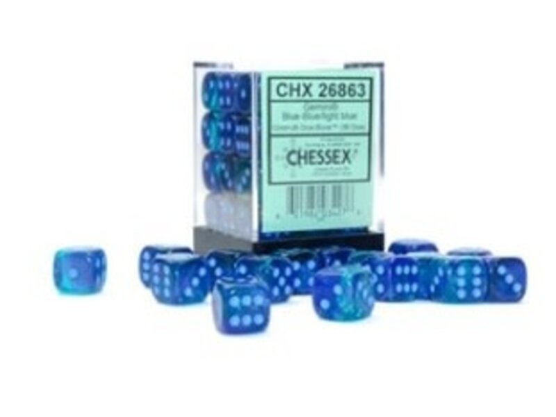 Chessex Gemini 36d6 Blue-blue/lt Blue Luminary 12mm