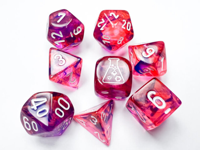 Chessex Nebula 7-die Set Black Light Special/white W/bonus