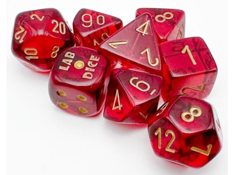 Chessex Translucent 7-die Set Crimson/gold