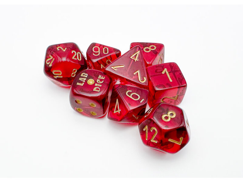 Chessex Translucent 7-die Set Crimson/gold