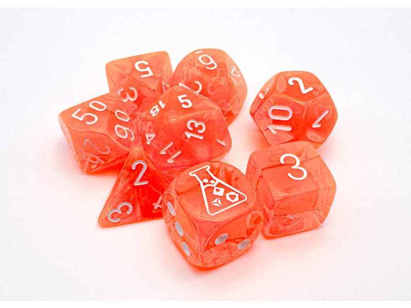 Chessex Translucent 7-die Set Neon Orange/white