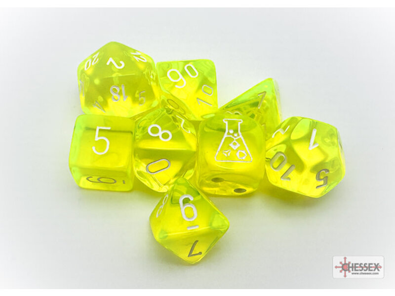 Chessex Translucent 7-die Set Neon Yellow/white