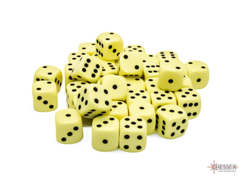 Chessex Opaque 36d6 Pastel Yellow/black 12mm