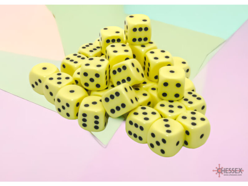 Chessex Opaque 36d6 Pastel Yellow/black 12mm