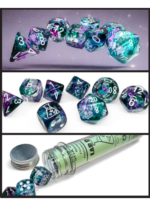 Nebula 7-die Set Polyhedral Fluorite/white