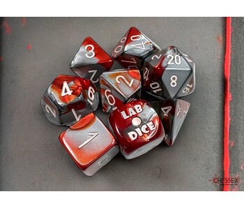 Gemini 7-die Set Polyhedral Red- Steel/white