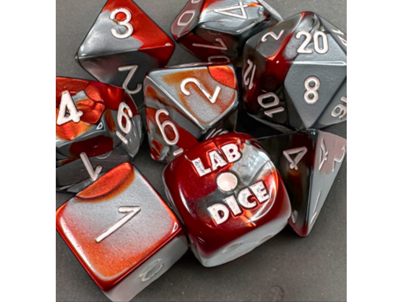 Chessex Gemini 7-die Set Polyhedral Red- Steel/white