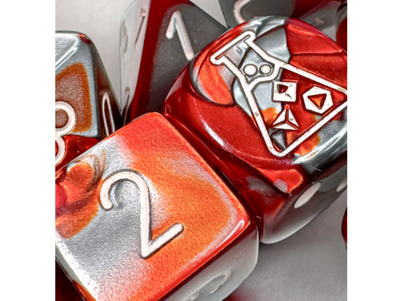 Chessex Gemini 7-die Set Polyhedral Red- Steel/white