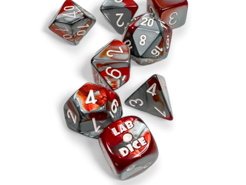 Chessex Gemini 7-die Set Polyhedral Red- Steel/white