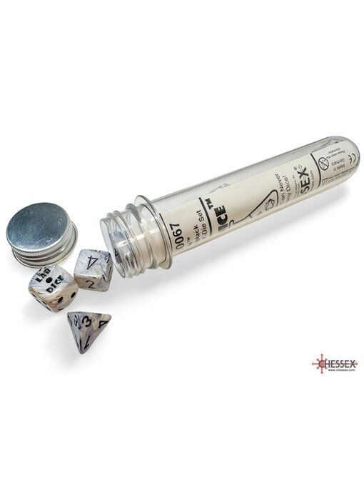 Marble 7-die Set Polyhedral Calcite/black