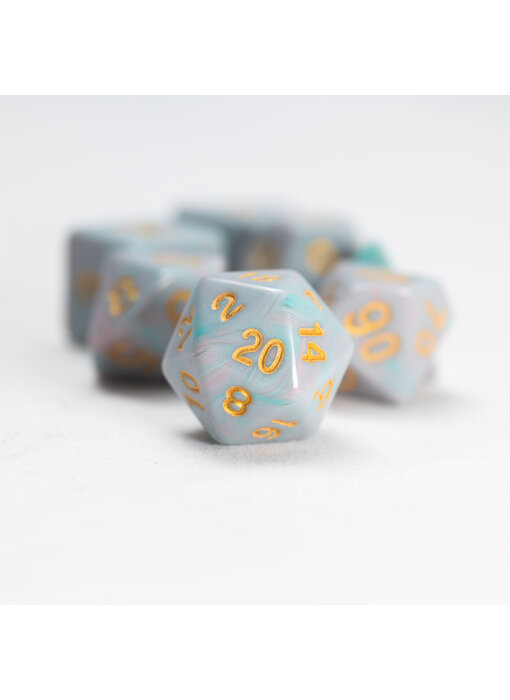 Sirius Dice Polyhedral Teal Unicorn 7-die Set