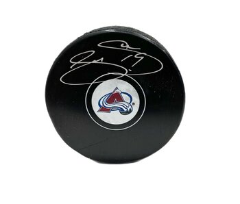 Joe Sakic Autographed Puck - Logo Colorado