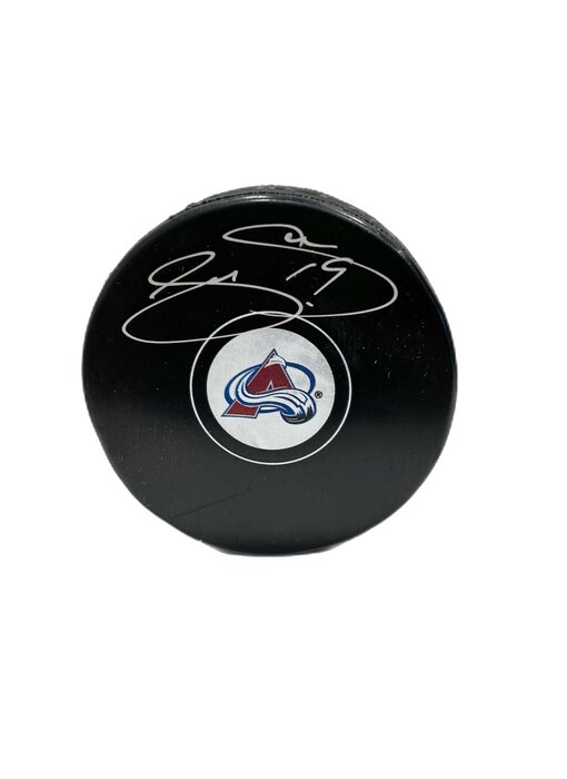 Joe Sakic Autographed Puck - Logo Colorado