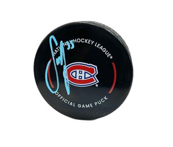 Samuel Montembeault Autographed Puck - Official (Blue)