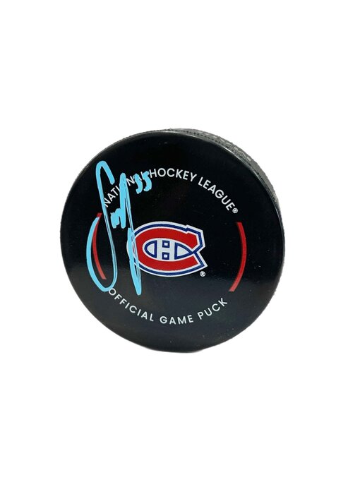 Samuel Montembeault Autographed Puck - Official (Blue)