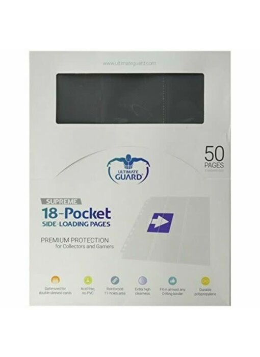 Ultimate Guard SUltra Proreme Pages Side-Loading 18Pkt Grey 50Ct