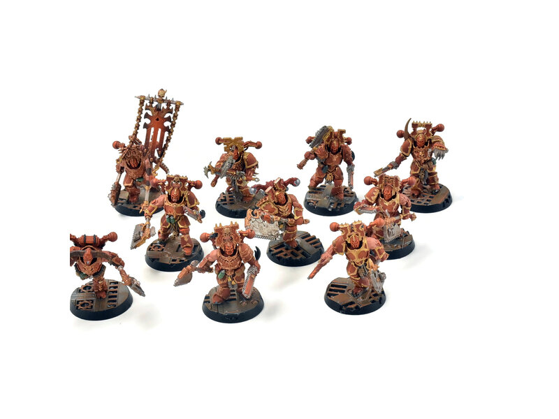 Games Workshop CHAOS SPACE MARINES 10 Khorne Berserkers Converted #1 WELL PAINTED 40K