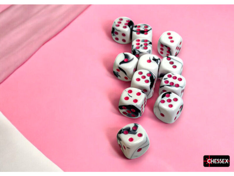 Chessex Gemini 12d6 Black-white/pink 16mm