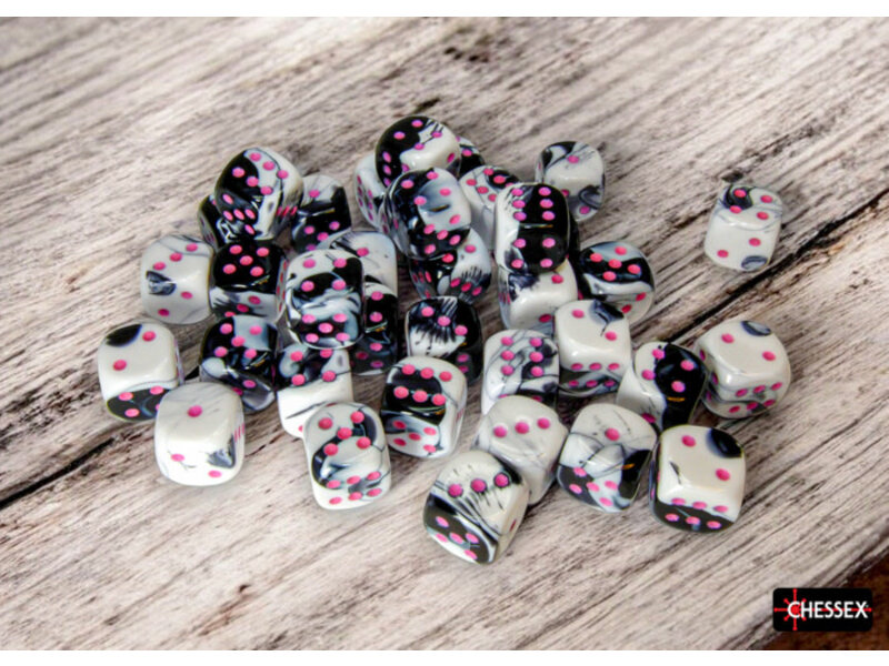 Chessex Gemini 36d6 Black-white/pink 12mm