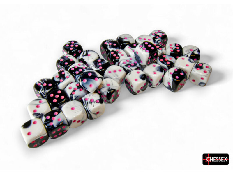Chessex Gemini 36d6 Black-white/pink 12mm