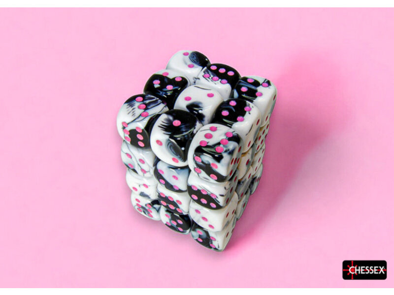 Chessex Gemini 36d6 Black-white/pink 12mm