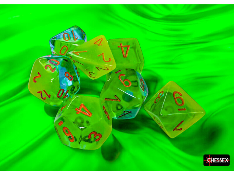 Chessex Gemini 7-die Set Plasma Green- Teal/orange Luminary