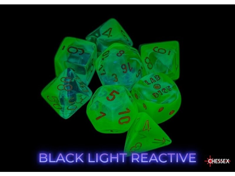 Chessex Gemini 7-die Set Plasma Green- Teal/orange Luminary