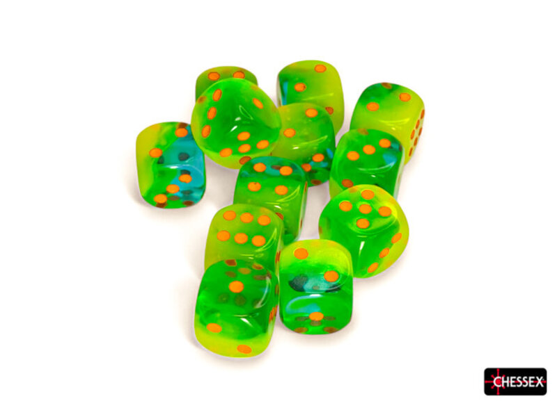 Chessex Gemini 12d6 Plasma Green-teal/orange Luminary 16mm