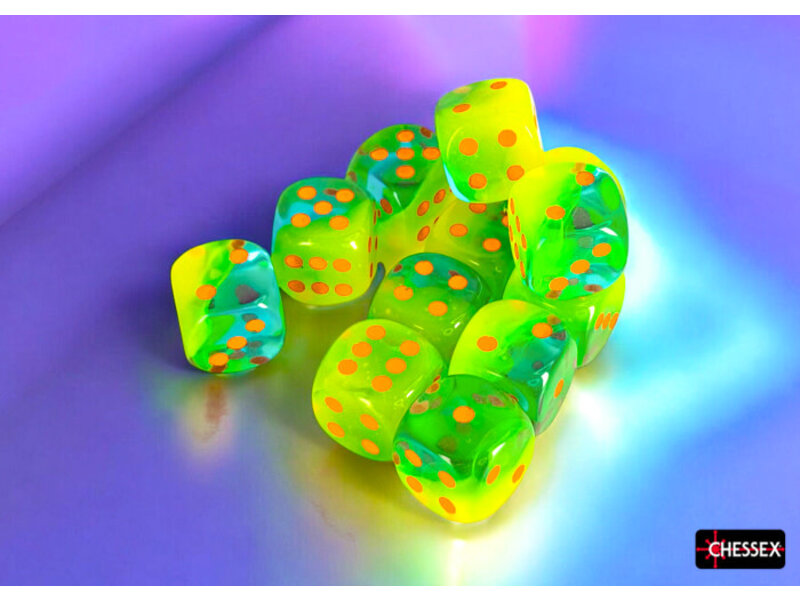 Chessex Gemini 12d6 Plasma Green-teal/orange Luminary 16mm