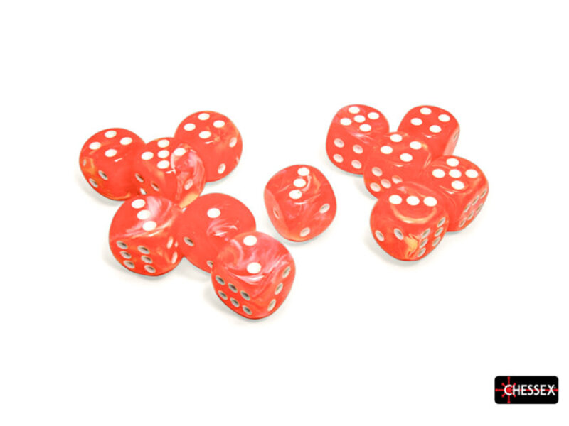 Chessex Festive 12d6 Dahlia/white Luminary 16mm