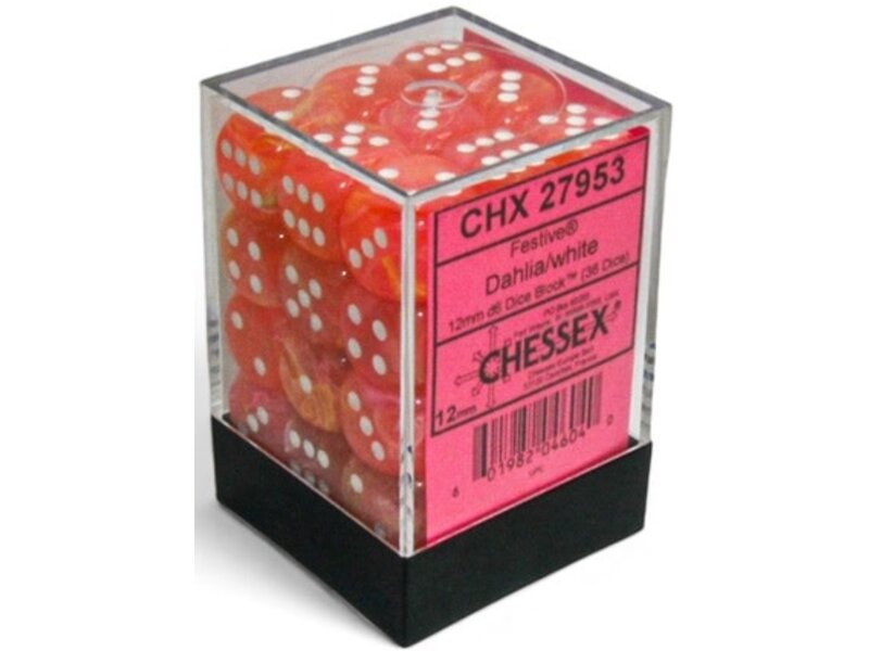 Chessex Festive 36d6 Dahlia/white Luminary 12mm