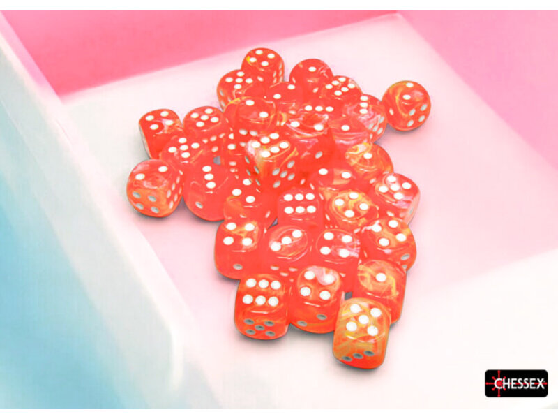 Chessex Festive 36d6 Dahlia/white Luminary 12mm