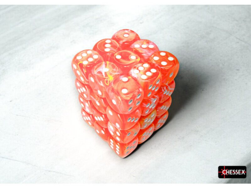 Chessex Festive 36d6 Dahlia/white Luminary 12mm