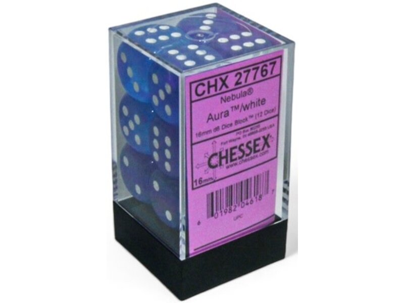 Chessex Nebula 12d6 Aura/white Luminary 16mm