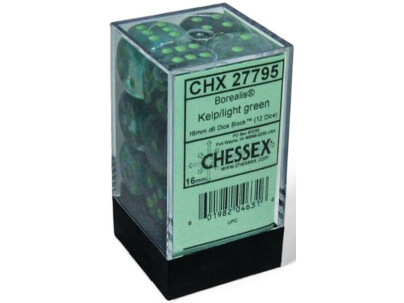 Chessex Borealis 12d6 Kelp/light Green Luminary 16mm
