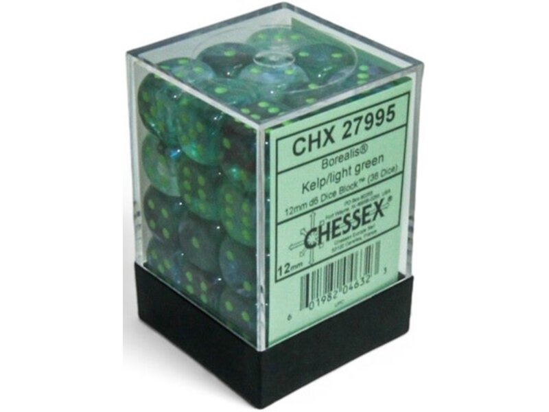 Chessex Borealis 36d6 Kelp/light Green Luminary 12mm