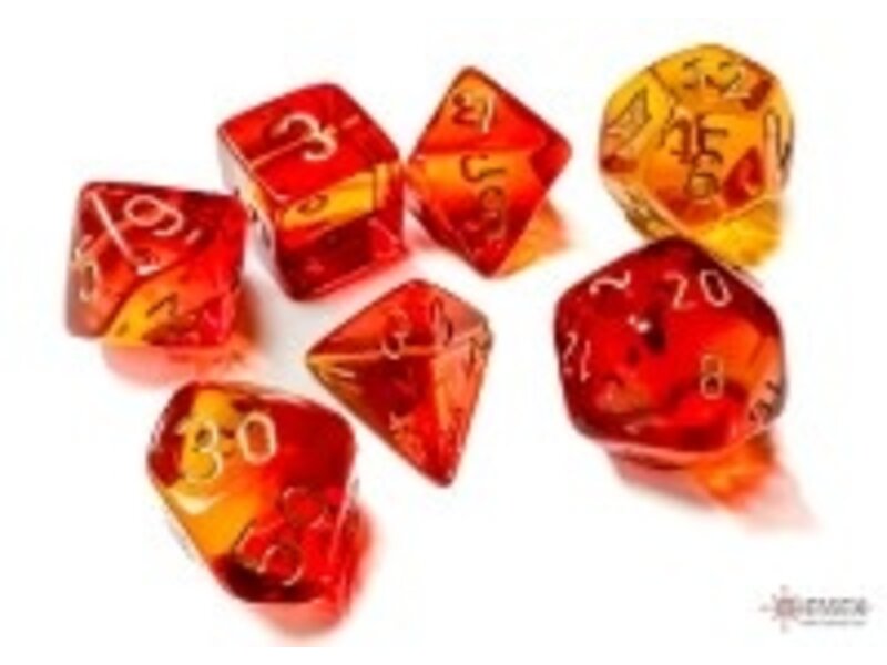 Chessex Gemini 7-die Set Translucent Red- Yellow/gold