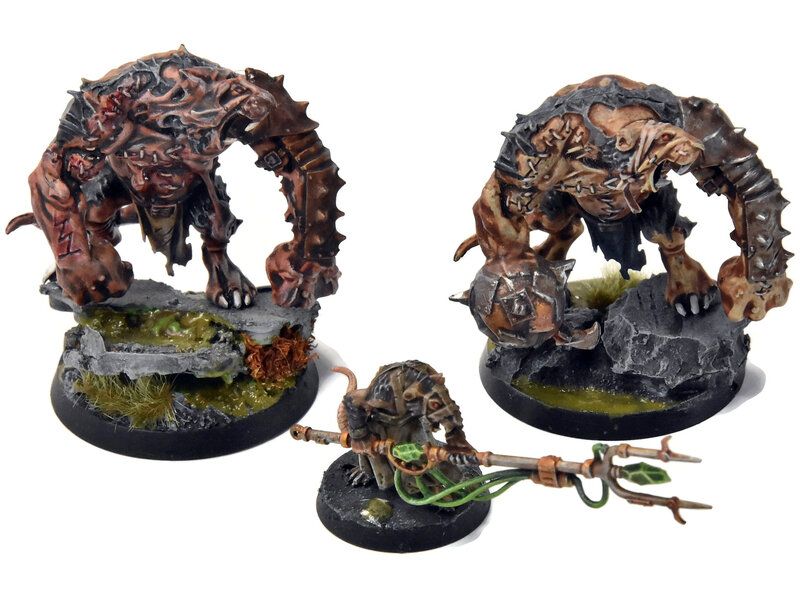 Games Workshop SKAVEN 2 Rat Ogors & packmaster #12 WELL PAINTED Warhammer Fantasy