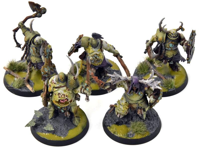 Games Workshop MAGGOTKIN OF NURGLE 5 Putrid Blightkings #1 Converted WELL PAINTED Sigmar