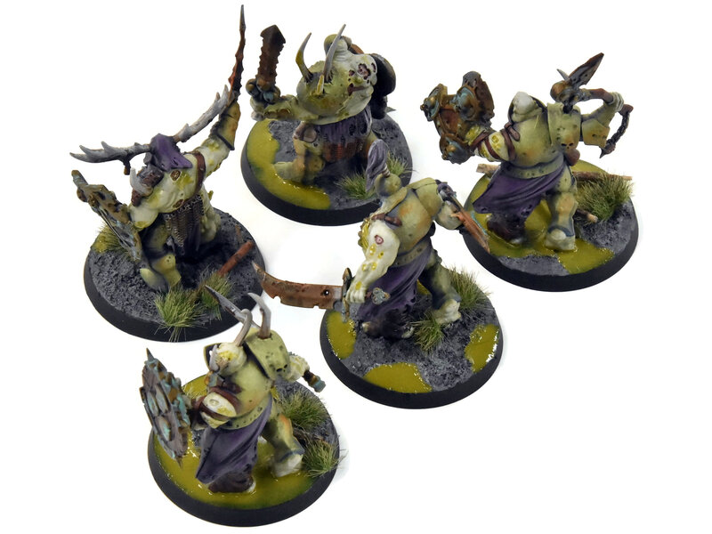 Games Workshop MAGGOTKIN OF NURGLE 5 Putrid Blightkings #1 Converted WELL PAINTED Sigmar