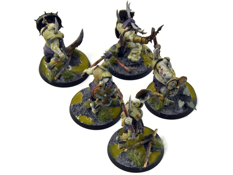 Games Workshop MAGGOTKIN OF NURGLE 5 Putrid Blightkings #1 Converted WELL PAINTED Sigmar