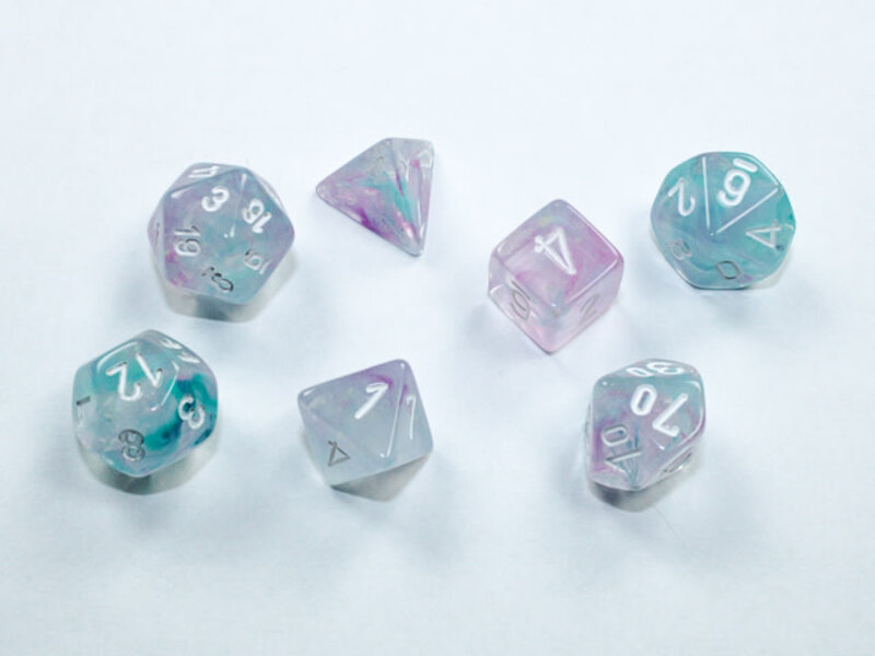 Chessex Mini Nebula 7-Die Set Wisteria/White (CHX20545)