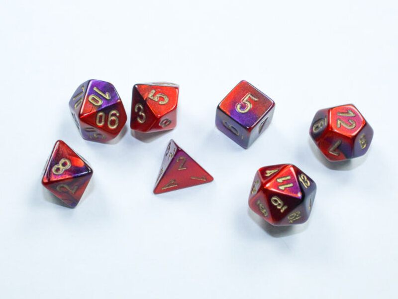 Chessex Mini Gemini 7-Die Set Purple-Red/Gold