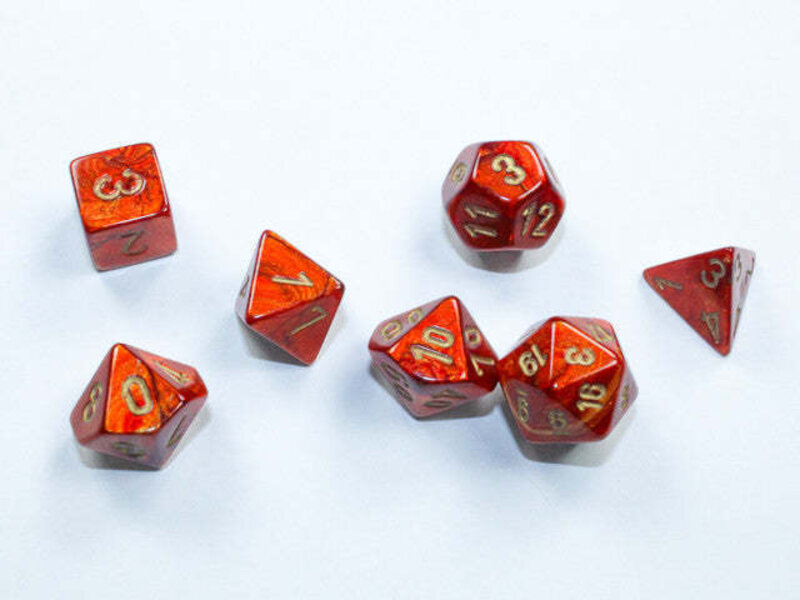 Chessex Mini Scarab 7-Die Set Scarlet/Gold (CHX20414)